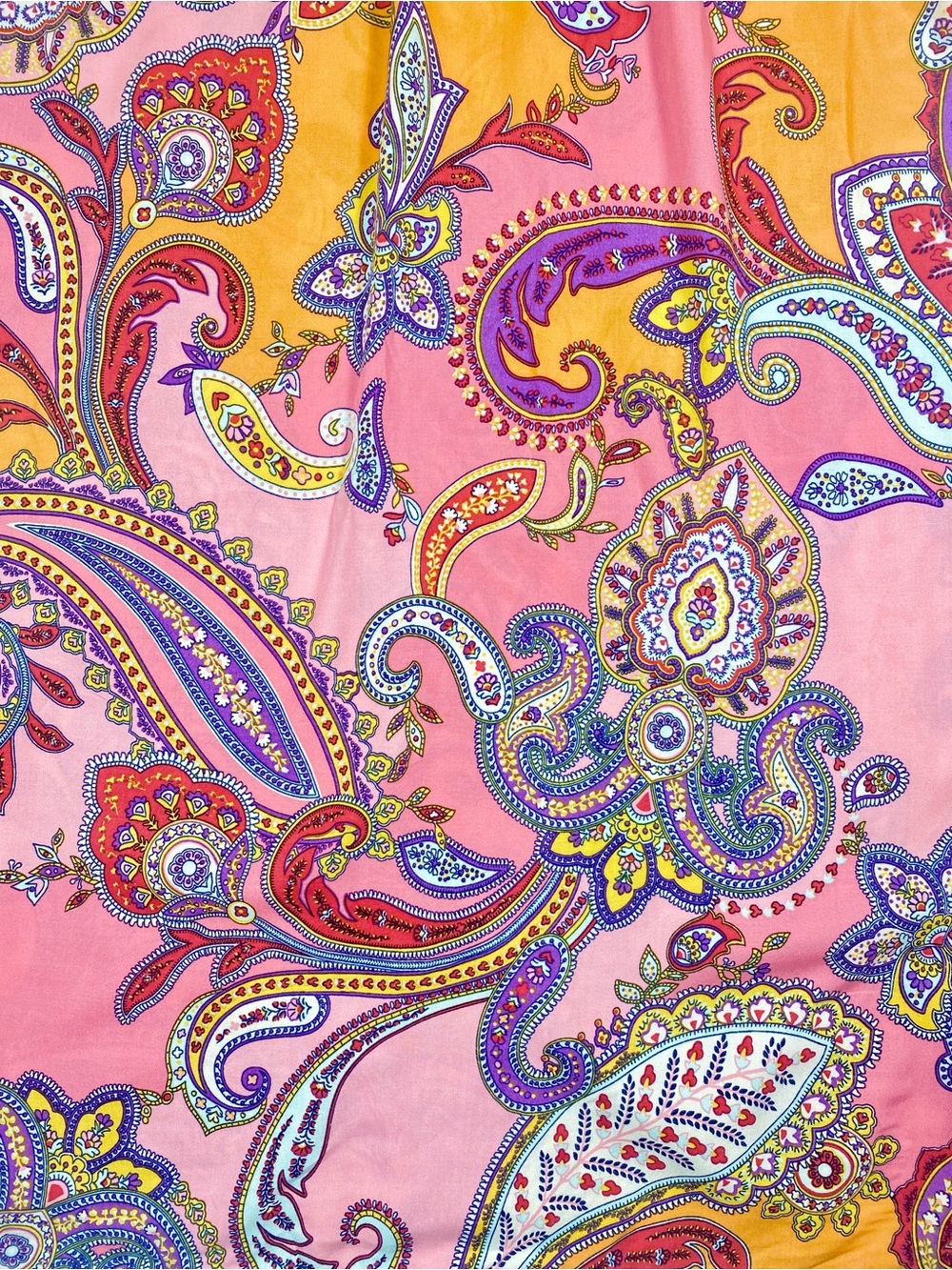 Old Navy A-Line Dress Pink Orange Purple Paisley Knee High Neck Sleeveless L - Picture 6 of 8